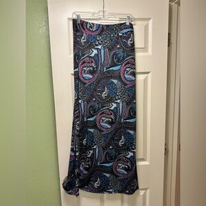 Bobbie Brooks Paisley Maxi Skirt in Black, Blue & Pink